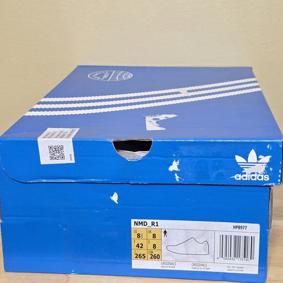 Adidas NMD R1 HP8977 Sneaker Black Royal Blue Logo Print Men\'s Size 8.5
